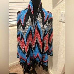 Woven Heart Aztec Cardigan Sweater Long‎ Sleeve